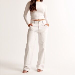 Abercrombie & Fitch White Flare Wide Leg Jeans